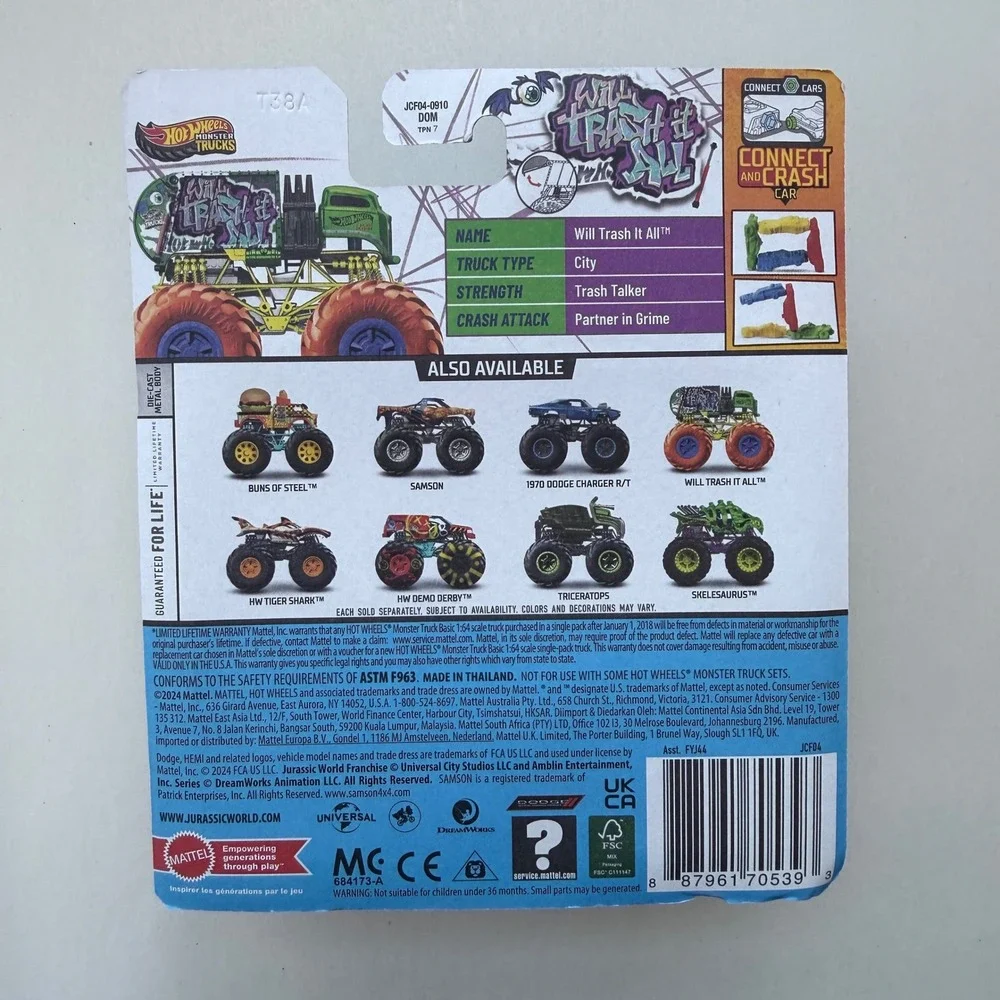 Hot Wheels Monster Trucks Will Trash It All 2025 Green Garbage Truck FYJ44 1:64